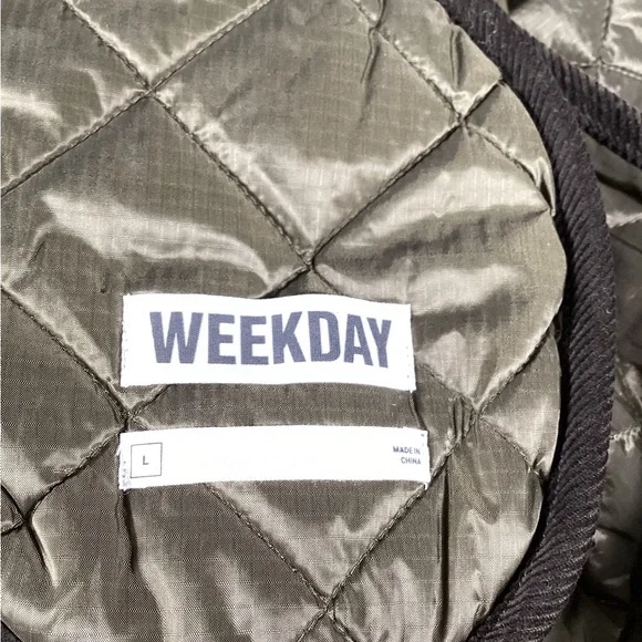 Weekday quilted jacket with contrast collar in dark brown Womens Size L Casual - Picture 5 of 10